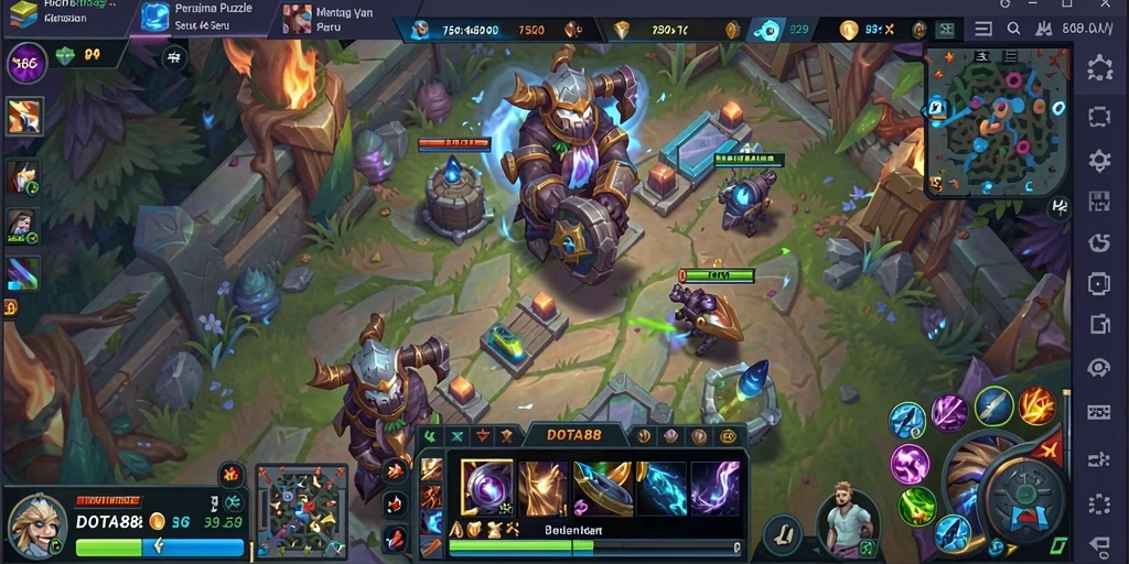 Tampilan gameplay DOTA88 dengan potongan puzzle yang colorful.