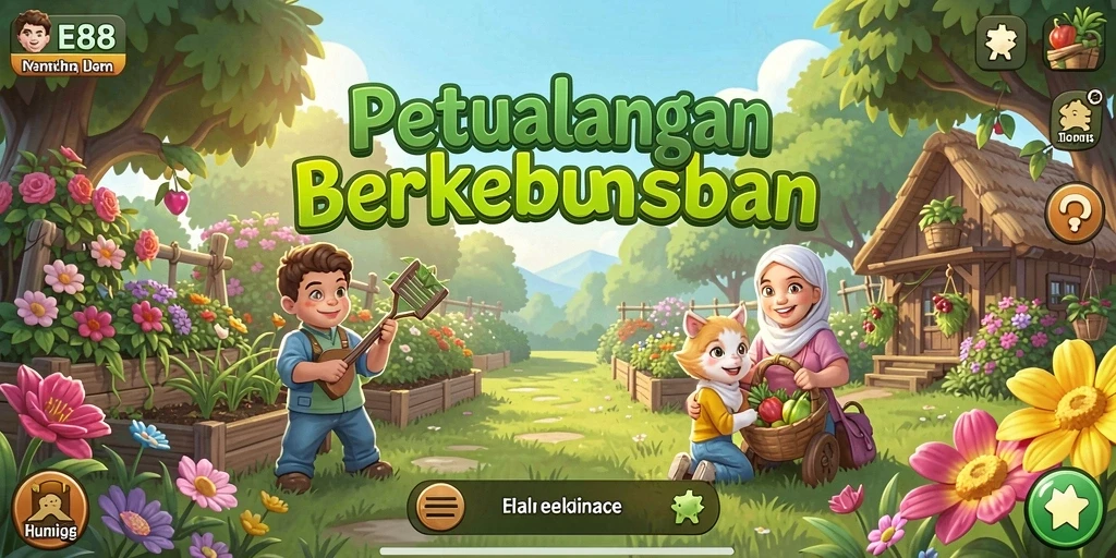 Tampilan gameplay seru di E88 dengan ladang yang subur.