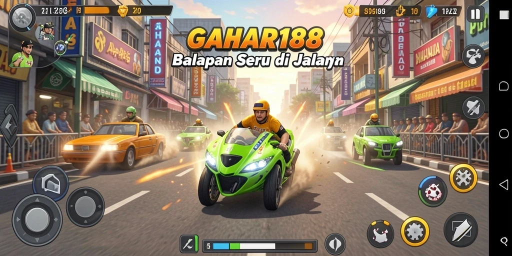 Tampilan gameplay Racing GAHAR188 yang mendebarkan dan penuh aksi.