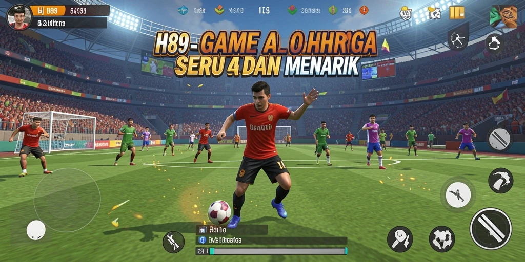 Tangkapan layar utama H89 menampilkan aksi permainan olahraga yang mendebarkan.