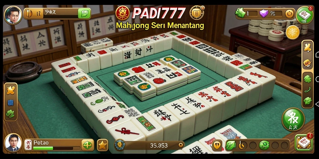 Screenshot PADI777 menampilkan gameplay Mahjong yang seru dan penuh strategi.