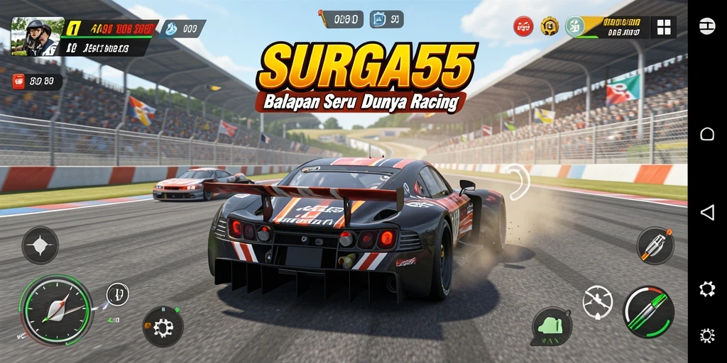 Gameplay Racing seru dengan mobil kustomisasi.