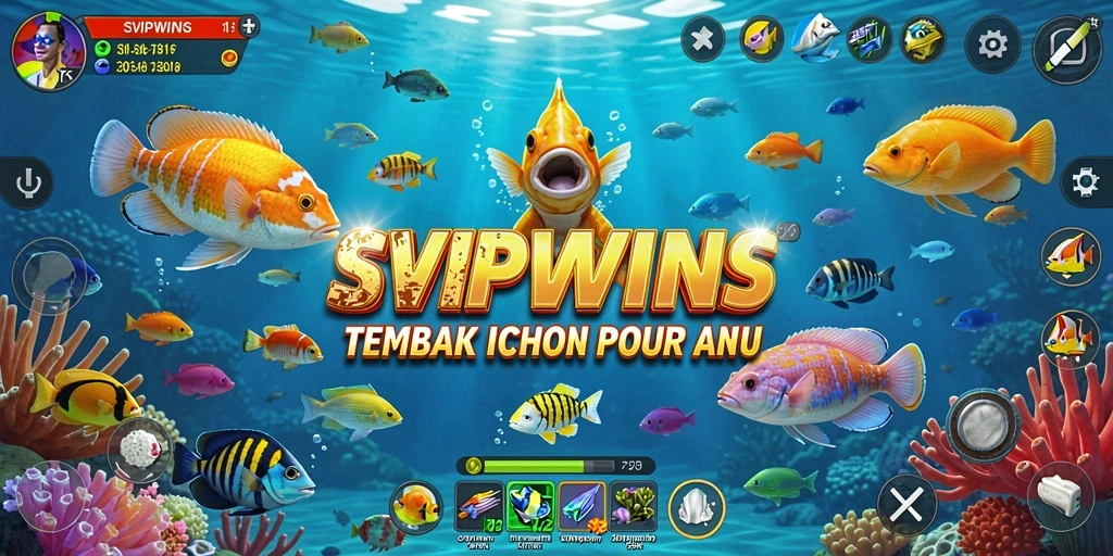 Tampilan gameplay seru dalam SVIPWINS saat menembak ikan.