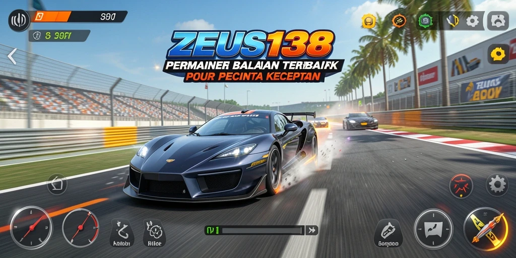 Tangkapan layar menampilkan aksi balapan seru di ZEUS138.